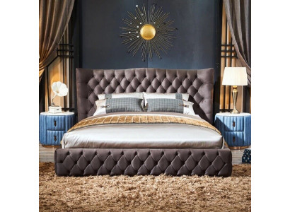 Brown Chesterfield Bed Bedroom Textile Beds Velvet Big Hotel Beds