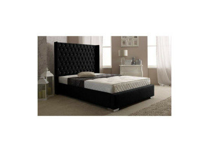 Black Chesterfield Designer Bed Bedroom Textile Leather Beds