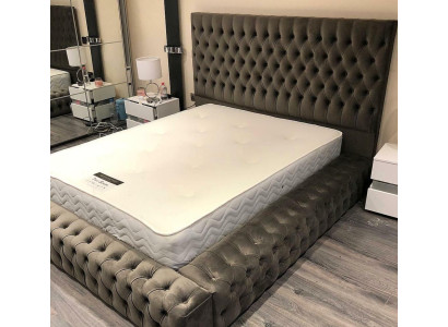 Chesterfield Bed Bedroom Beds Textile 180x200cm Velvet Big Hotel Beds new