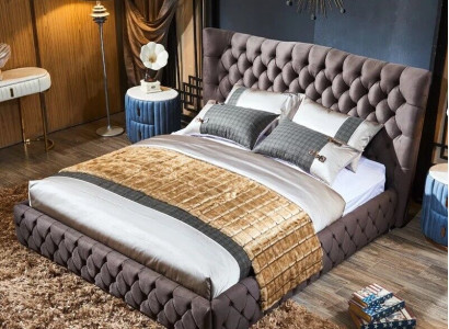 Chesterfield Big Bed Large Headboard Ears Beds Upholstery Double bed