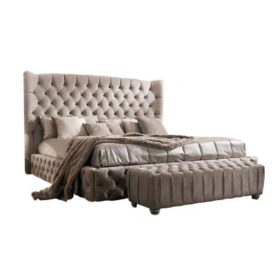 Genuine Chesterfield Bed Double Hotel Beds Textile Upholstery 160x200cm Fabric new