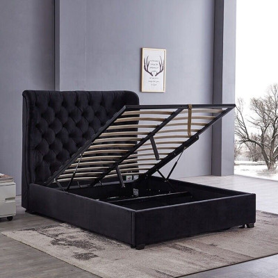 Black Chesterfield Upholstered bed Luxury Bedroom Decorative Design Beds Leather