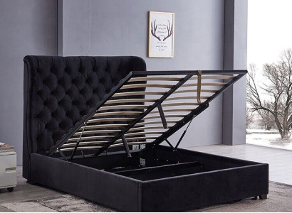 Black Chesterfield Upholstered bed Luxury Bedroom Decorative Design Beds Leather