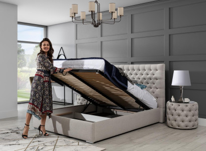 Modern Bed White Stylish Chesterfield Double bed Design Beds Upholstery Bed