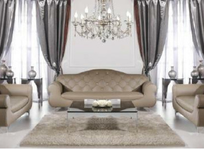 Beige sofa set Chesterfield Sofas Upholstery 3+1+1 Set Suite