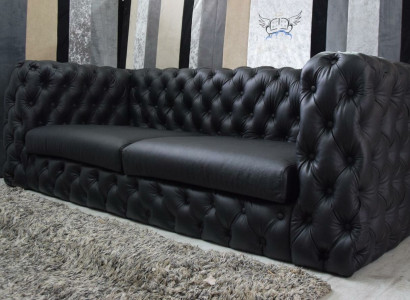 Black Chesterfield 3 Seater Couch Sofa Designer Luxury Suite