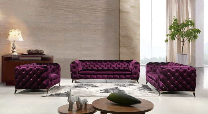 Sofa Chesterfield Upholstery Couch XXL Big Suite Textile 2+1+1 designer