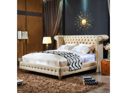 Chesterfield Design Upholstery English Double bed Beige 140/160/180x200 cm