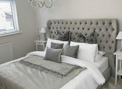 Chesterfield Designer Bed Bedroom Textile Leather Upholstery 140/160/180/200 cm