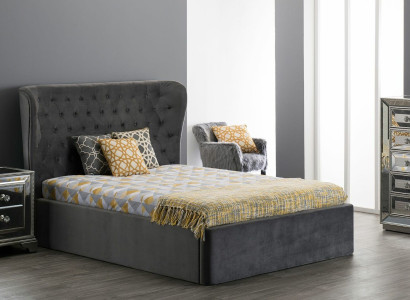 Chesterfield Design Bed 180x200cm Gray Bedroom Beds Hotel Upholstery Luxury