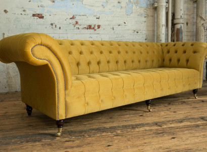 Sofa Sofa Upholstery Chesterfield Textile Sofas Design Luxury Fabric Sofas 4 Seater Yellow