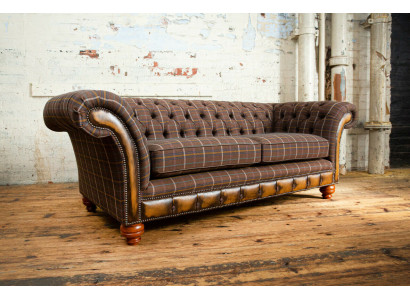 Classic Designer Brown Sofa Three Seater Seater Chesterfield Style Modern Couch