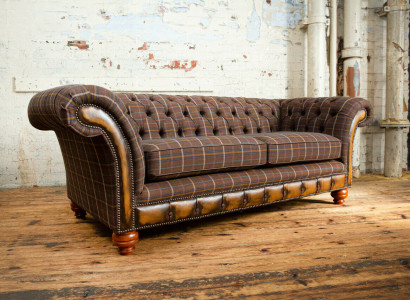 Classic Designer Brown Sofa Three Seater Seater Chesterfield Style Modern Couch