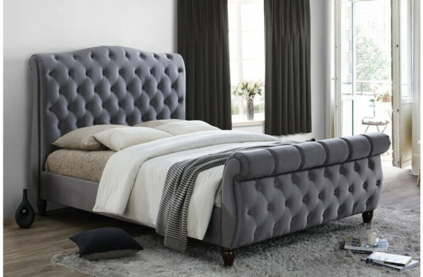 Classic s Velvet Textile Bed Double Beds Padded Hotel Bedroom 180x200