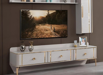 Design Living room set 3-piece wall cabinet Shelf Wood TV stand Modern