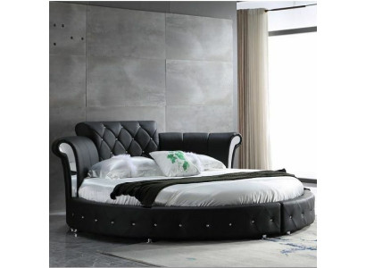 Luxury Chesterfield Bed Design Round Upholstery Classic Round Bed Leather Velvet