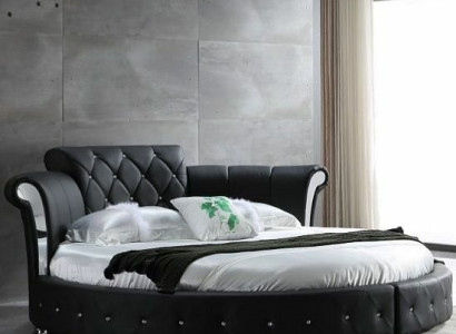 Luxury Chesterfield Bed Design Round Upholstery Classic Round Bed Leather Velvet
