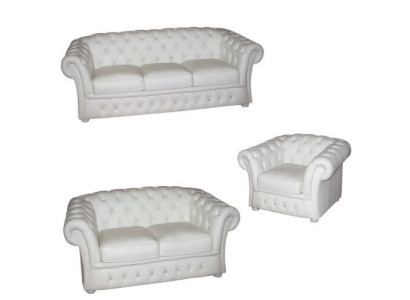 White Chesterfield Sofa 3+2+1 Seater Upholstery Designer Sofas Suite