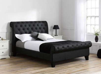 Black Chesterfield Hotel Double bed Bedroom Upholstery Luxury Furniture