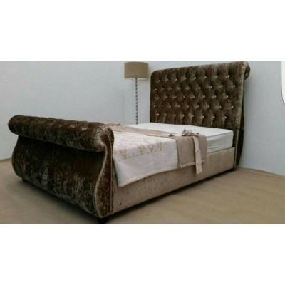 Chesterfield Design Bed Bedroom Textile Velvet Leather Upholstery Hotel Beds new