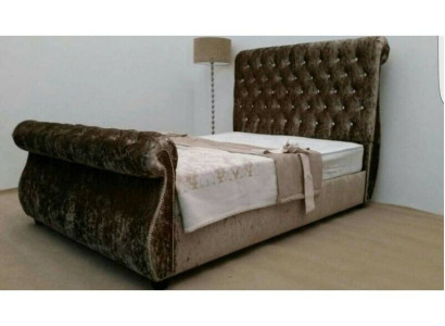 Chesterfield Design Bed Bedroom Textile Velvet Leather Upholstery Hotel Beds new