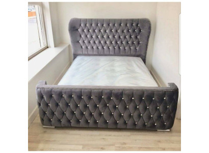 Chesterfield Design Bed Textile Leather Velvet Upholstery Hotel Beds Bedroom