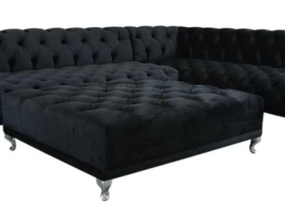 Corner sofa Chesterfield Design Couch Upholstery Corner suite + Stool Corner sofa