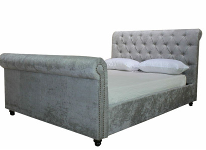 Design Chesterfield Bed Textile Velvet Upholstery Leather Hotel Beds Bedroom new