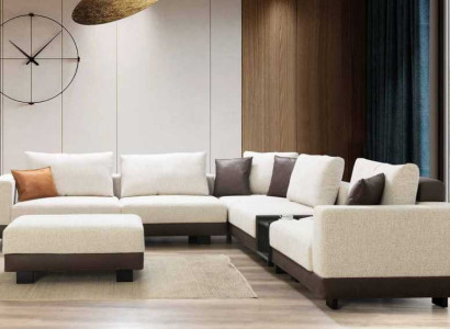 Modern L-shape luxury sofa stool living room furniture corner sofa couch style