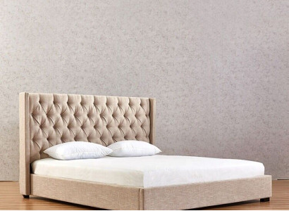 Beige Bedroom Beds Upholstery Bed Chesterfield Textile Fabric new