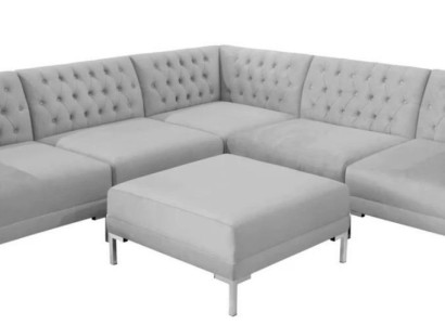 Corner sofa Stool Gray xxl Big Textile Fabric Chesterfield Sofas Suite Furniture