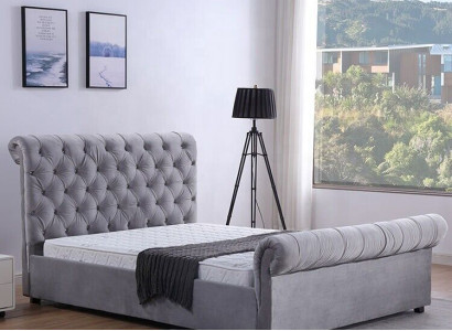 Design Chesterfield Bed Textile Upholstery Leather Hotel Beds Bedroom new Velvet