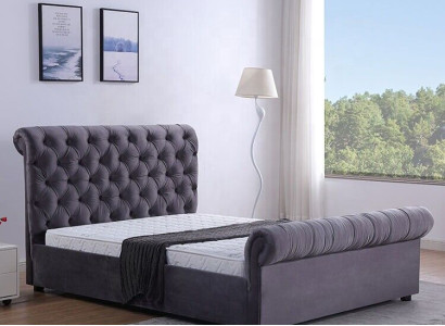 Design Chesterfield Bed Textile Leather Hotel Beds Bedroom new Velvet Upholstery