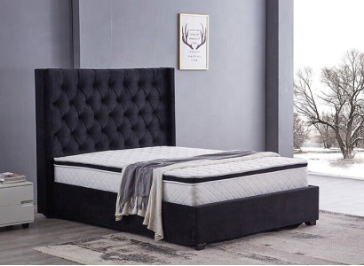 Modern Black Chesterfield Luxury Bed Textile Double Beds