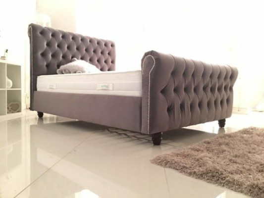 Chesterfield Bed Design Bedroom English Beds 200x200cm Textile Upholstery