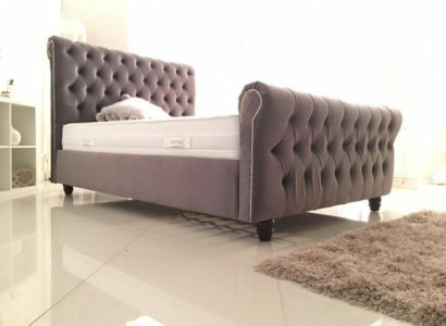 Chesterfield Bed Design Bedroom English Beds 200x200cm Textile Upholstery