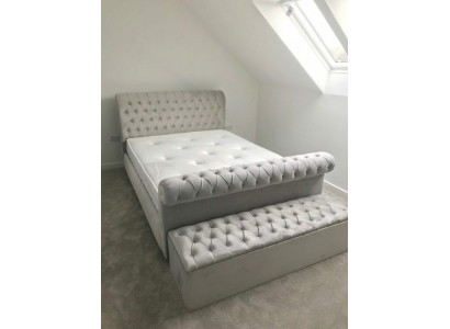 English Designer Bedroom Upholstery Beds Double Bed Hotel Chesterfield