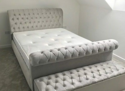 English Designer Bedroom Upholstery Beds Double Bed Hotel Chesterfield