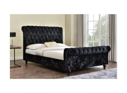 Black Bed Chesterfield Upholstery Beds Bedroom XXL Big 140x200