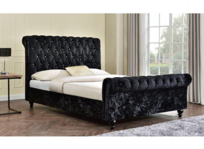 Black Bed Chesterfield Upholstery Beds Bedroom XXL Big 140x200
