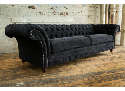 High-quality Chesterfield Couch Upholstery Four-Seater Textile Sofa Woven XXL Fabric
