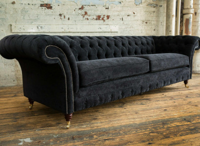 High-quality Chesterfield Couch Upholstery Four-Seater Textile Sofa Woven XXL Fabric