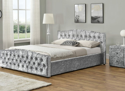 Modern Gray Chesterfield Luxury Double bed Designer Bedroom Beds