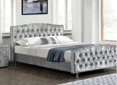 Upholstery Chesterfield gray luxury double bed Bedroom Designer Beds