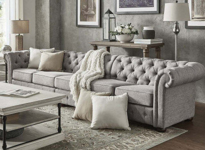 Chesterfield Living room Upholstery Furniture Sofa Couch Five Seater Textile