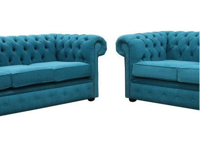 Sofa set 3+2 seater Classic Luxury Sofa Couch Chesterfield Textile Leather
