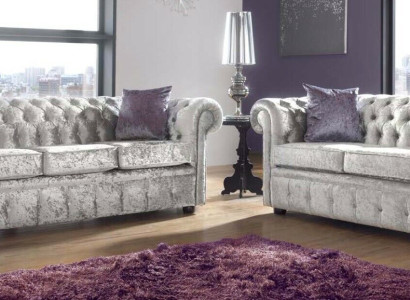 Sofa set Chesterfield 3+2 seater Classic Baroque Rococo Sofa Textile Leather