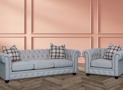 Chesterfield Sofa set Sofa Couch Upholstery 3+1 Seater Leather Couches Textile new