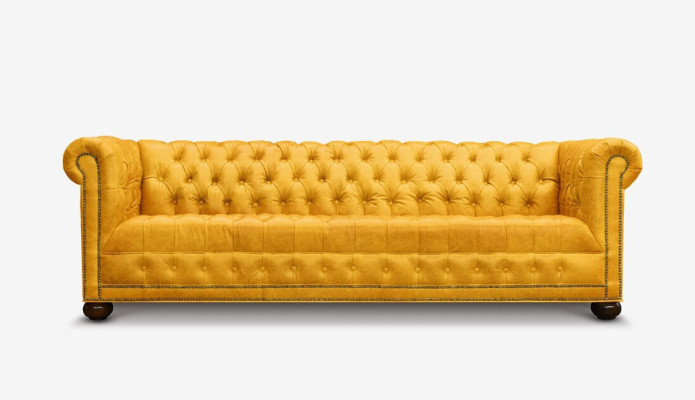 Chesterfield 4 Seater Sofa Couch Leather Suite Upholstery Seat Fabric Gold Seat new