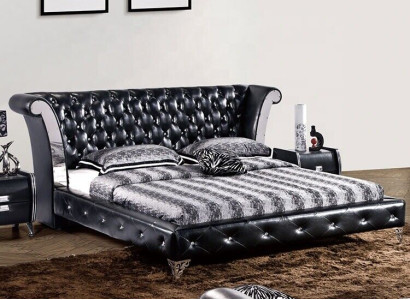 stainless steel Luxury Chesterfield Leather Bed Double Upholstery Designer Beds Hotel